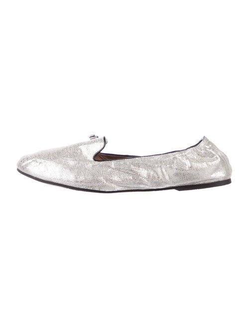 Henri Bendel Leather Loafers Silver