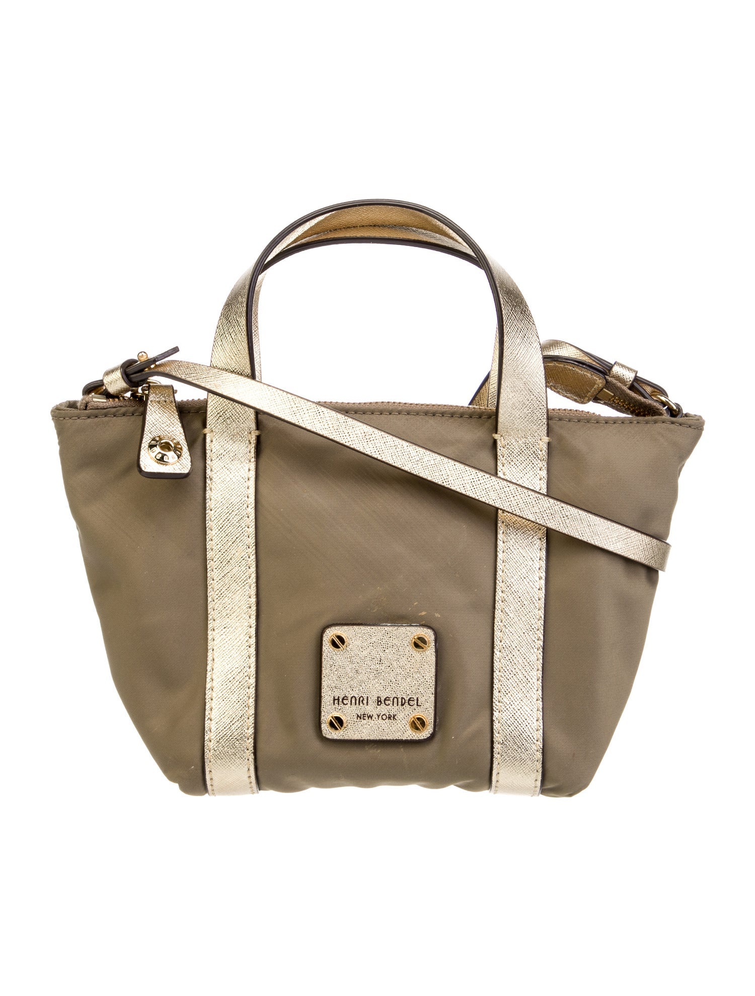 Henri Bendel LeatherTrim Nylon Handle Bag Neutrals Handle Bags