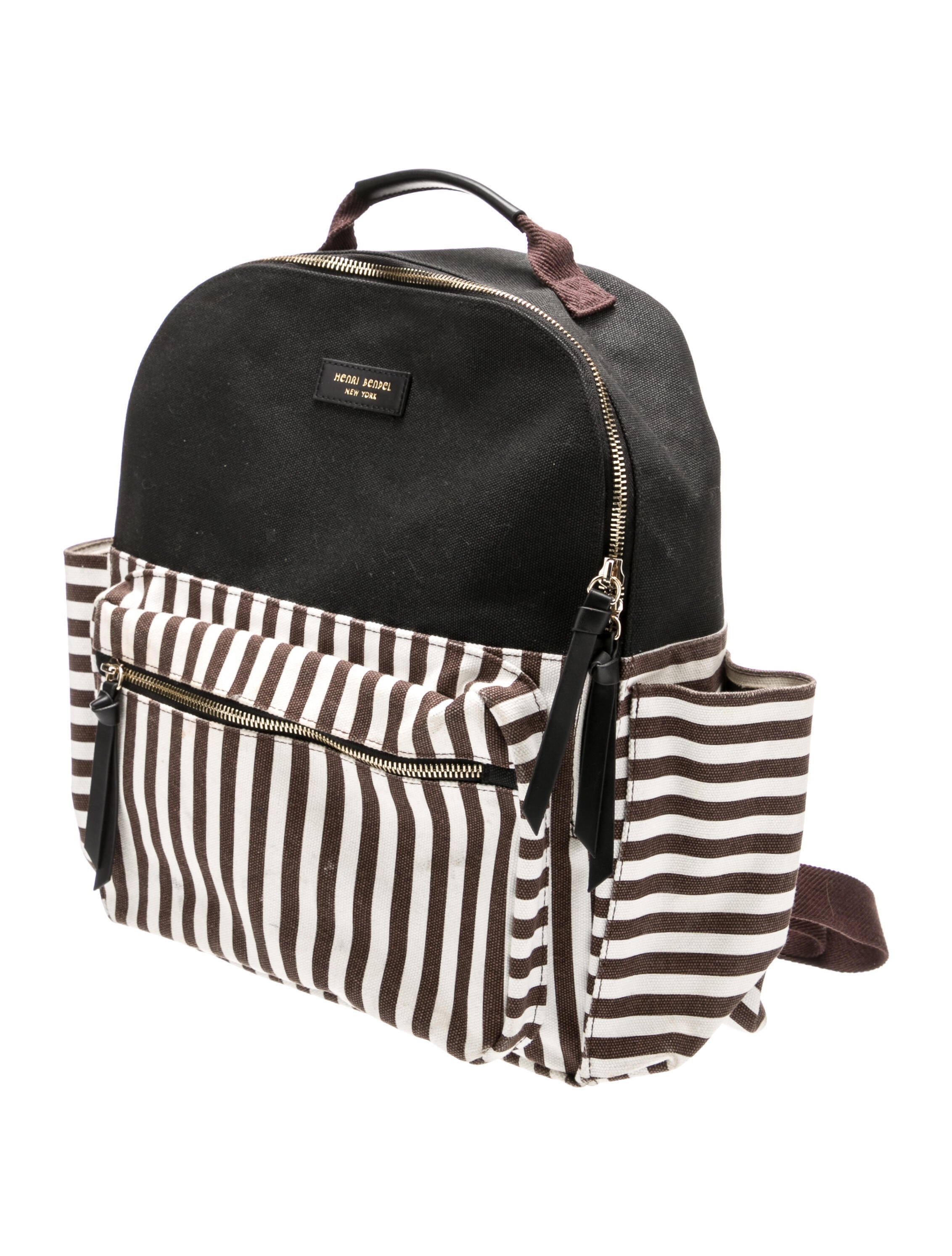 Henri Bandel Brown and White Striped Backpack Henri Bendel Nylon Striped Backpack - Brown Backpacks  main image 2