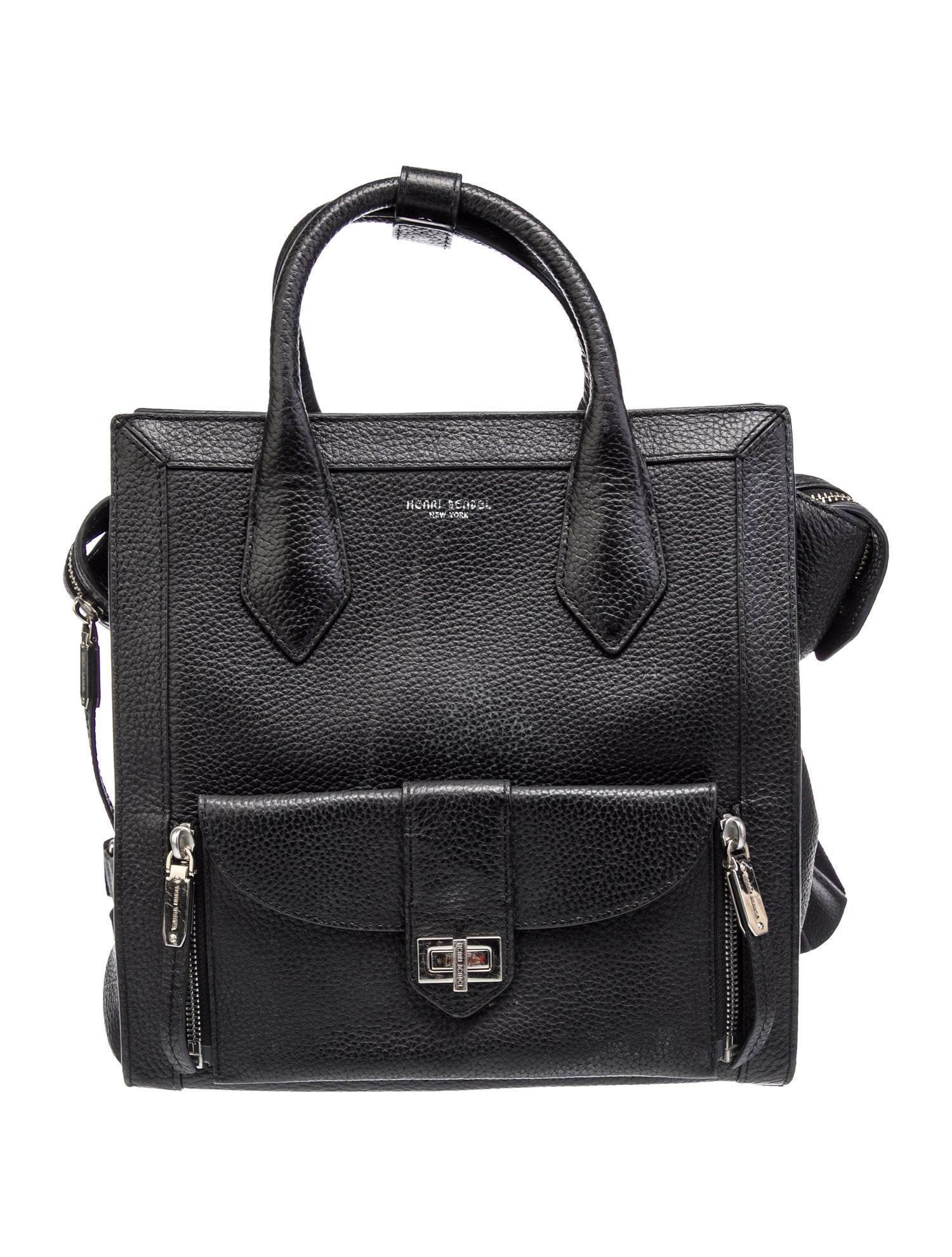 Henri Bendel Leather Top Handle Bag Black Backpacks, Handbags