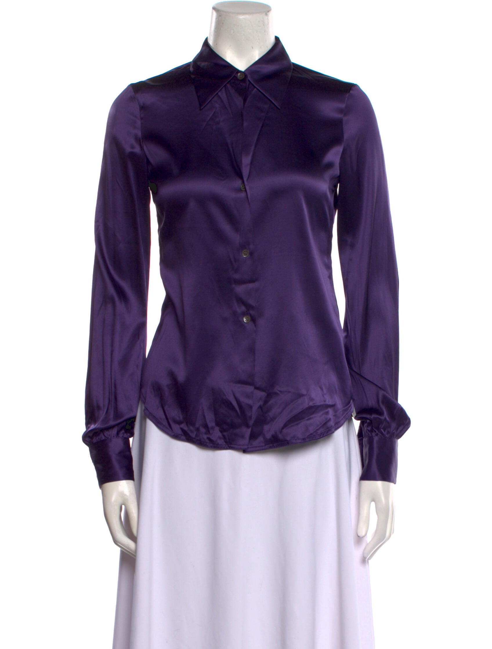 Henri Bendel Silk Long Sleeve Button-Up Top