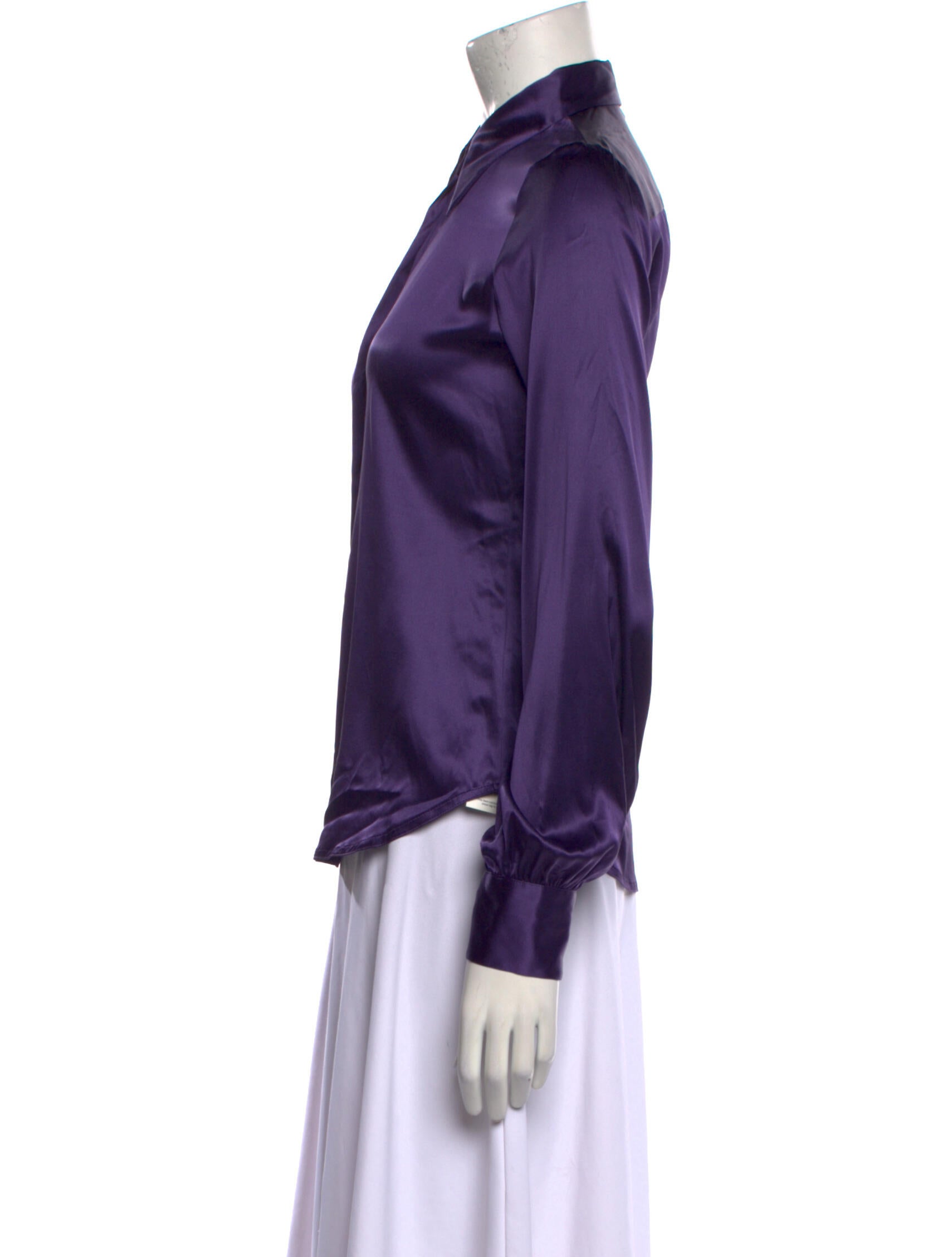 Henri Bendel Silk Long Sleeve Button-Up Top