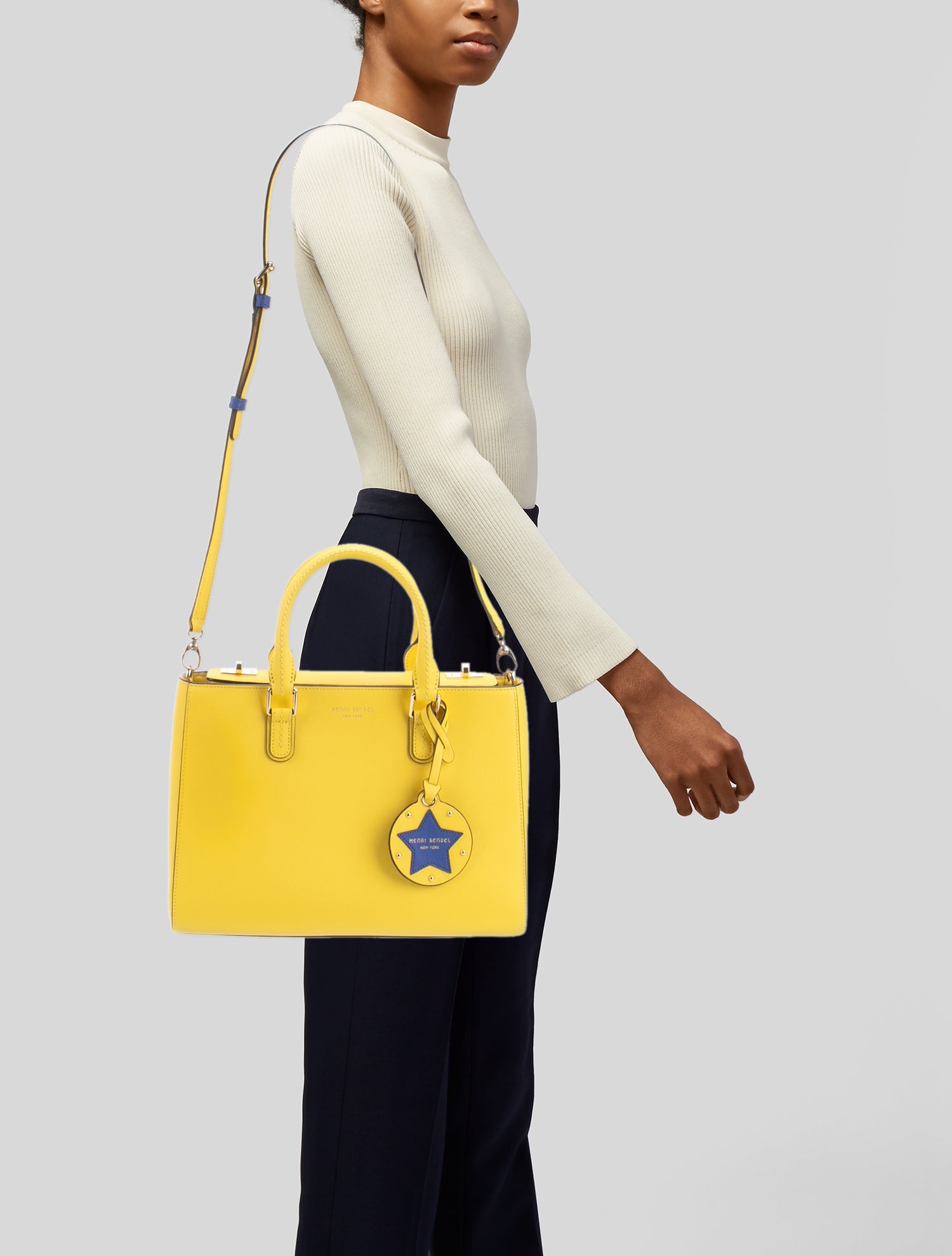 Henri Bendel Saffiano Leather Top Handle Bag