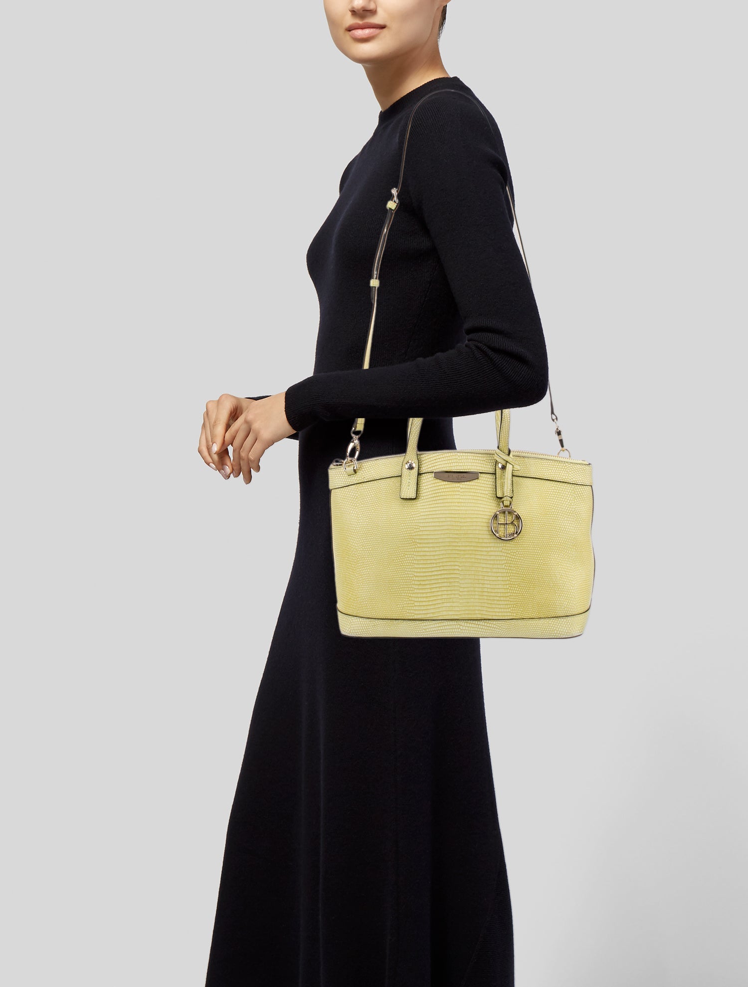 Henri Bendel Embossed Leather Top Handle Bag