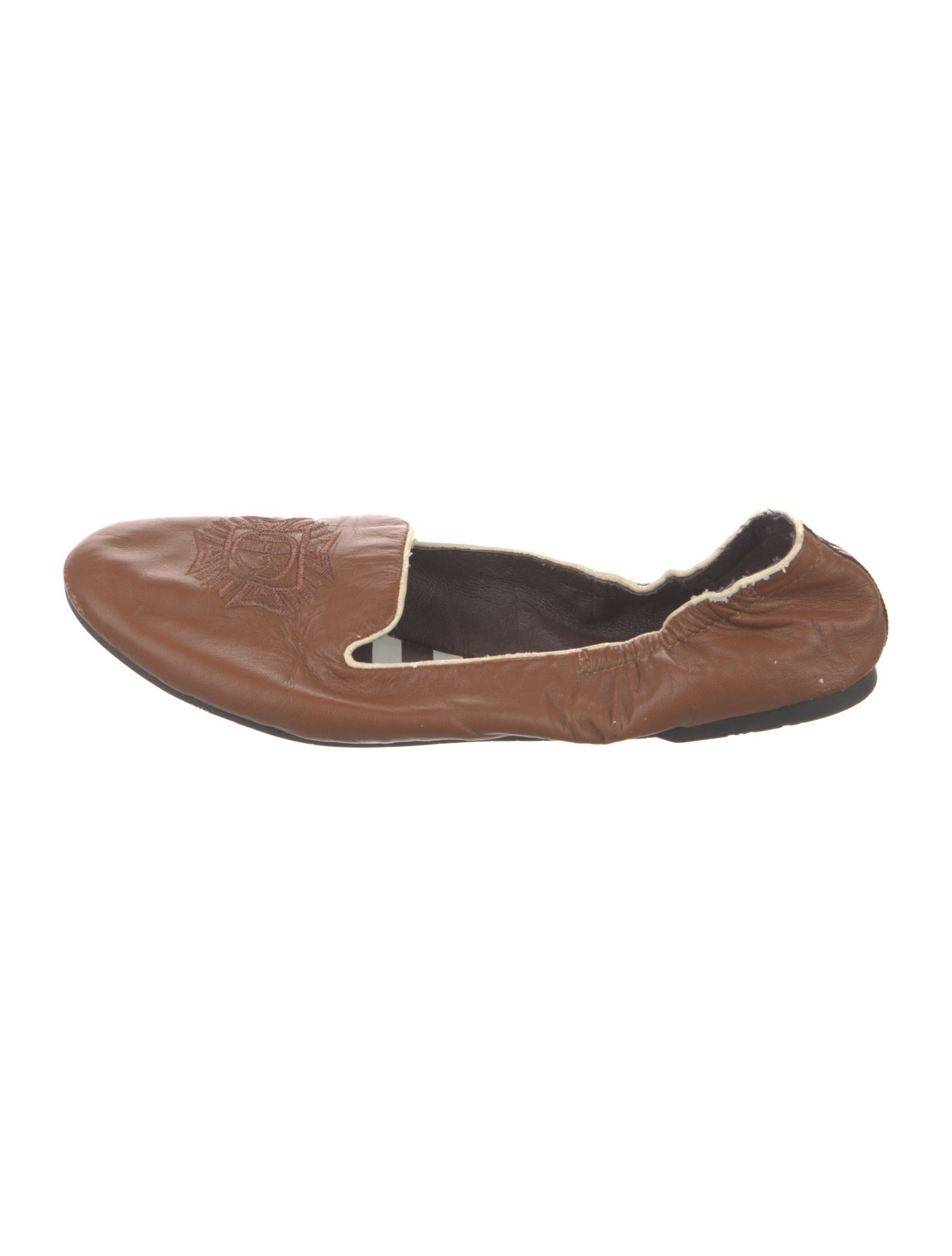 Henri Bendel Leather Grosgrain Trim Ballet Flats