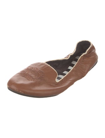 Henri Bendel Leather Grosgrain Trim Ballet Flats