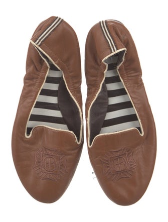 Henri Bendel Leather Grosgrain Trim Ballet Flats