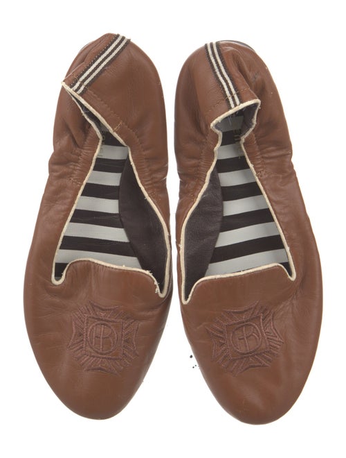 Henri Bendel Leather Grosgrain Trim Ballet Flats