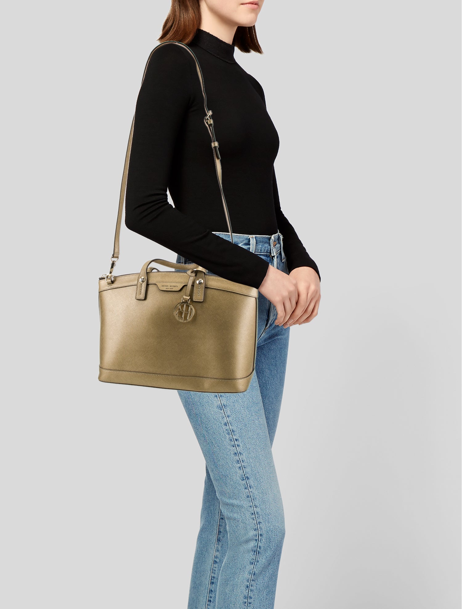 Henri Bendel Saffiano Leather Top Handle Bag