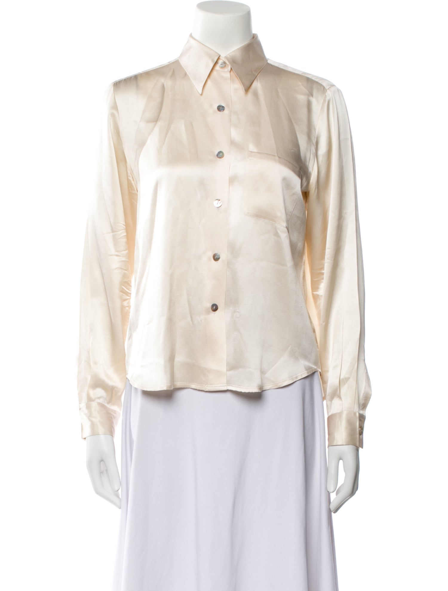 Henri Bendel Silk Long Sleeve Button-Up Top