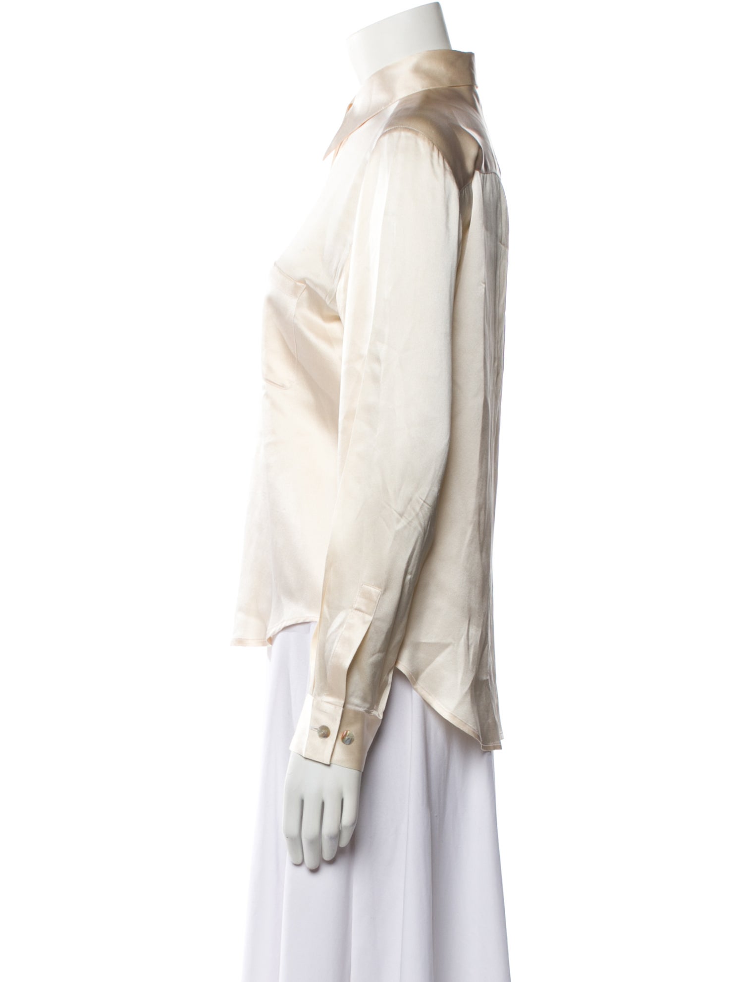 Henri Bendel Silk Long Sleeve Button-Up Top