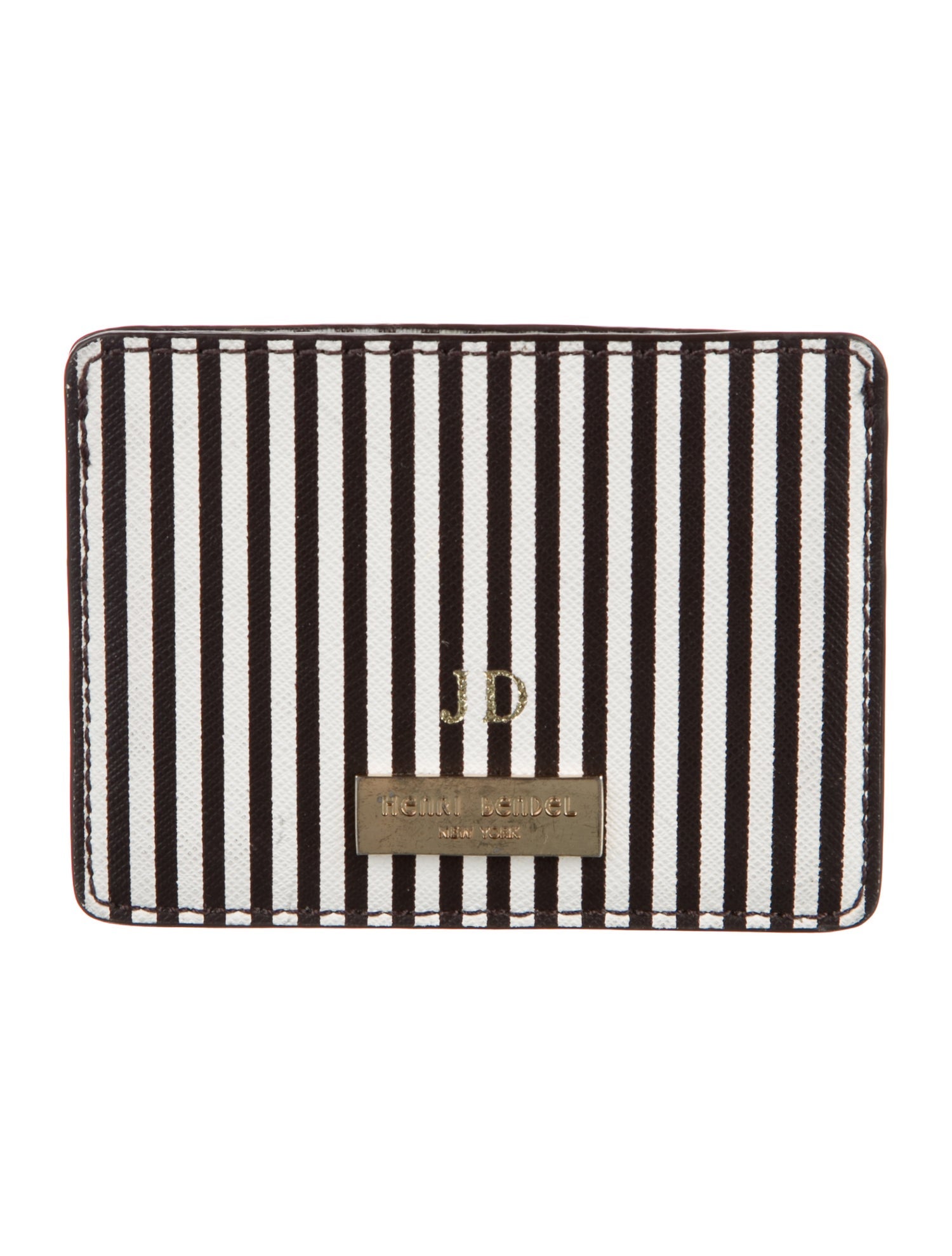 Henri Bendel Leather Striped Card Holder