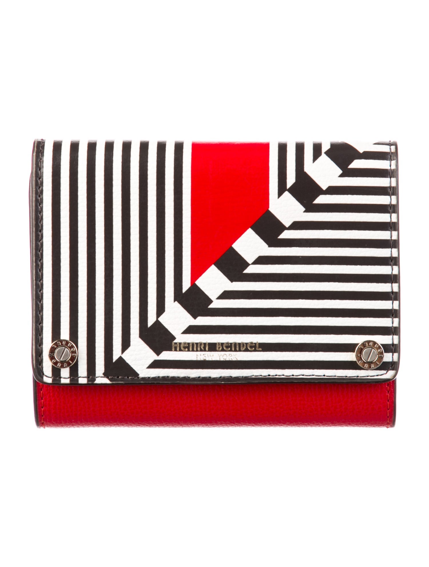 Henri Bendel Leather Striped Compact Wallet