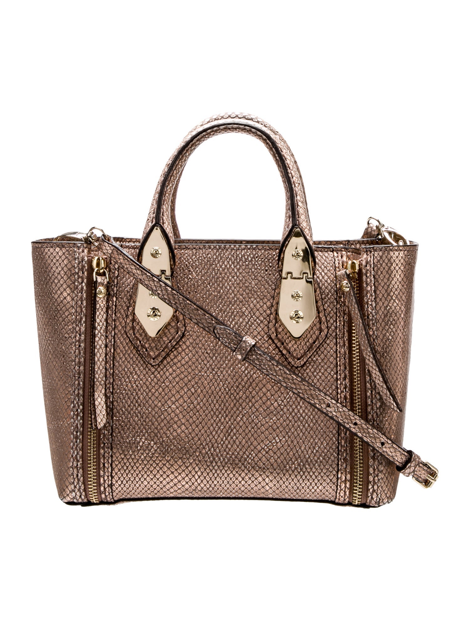 Henri Bendel Embossed Leather Top Handle Bag