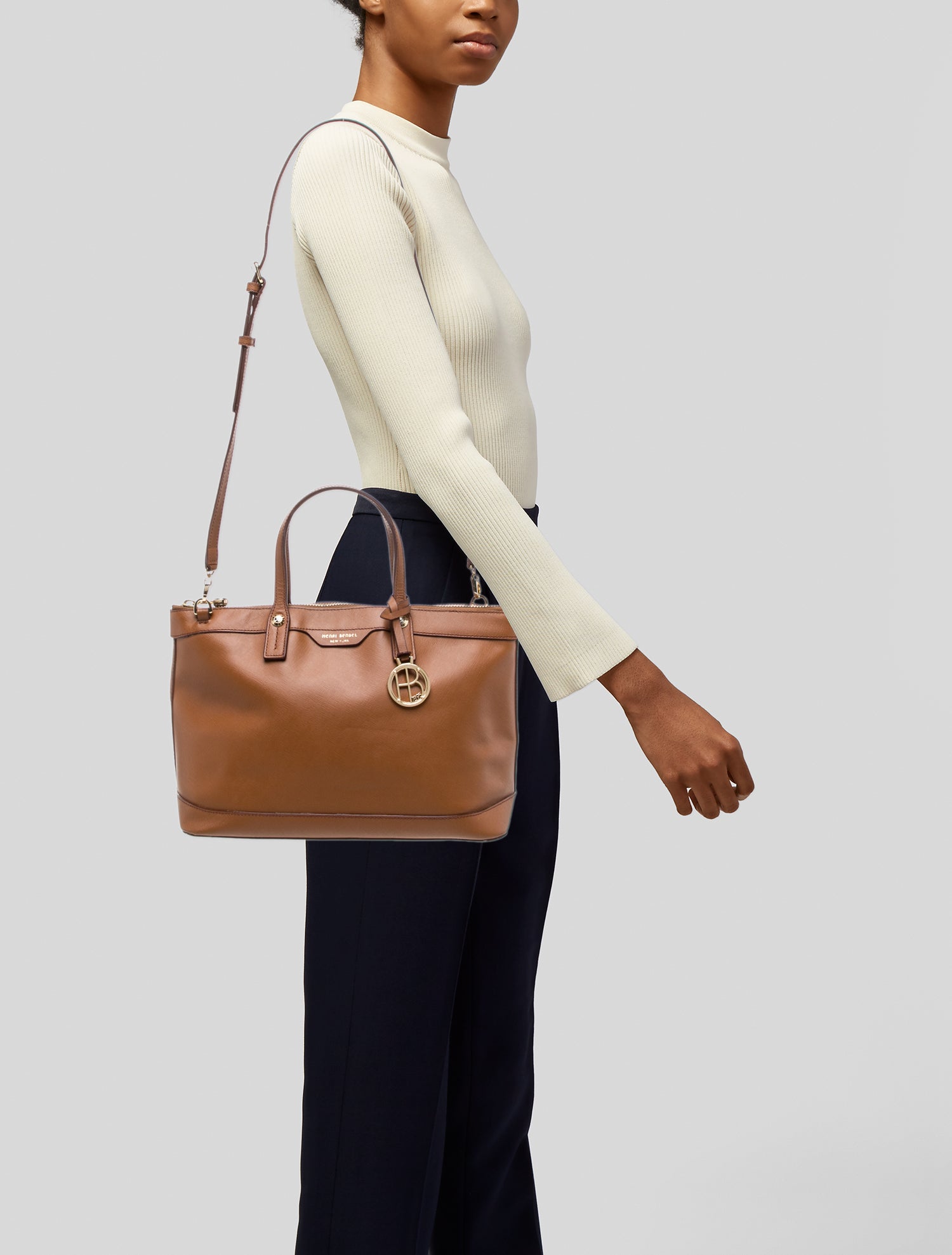 Henri Bendel Saffiano Leather Top Handle Bag