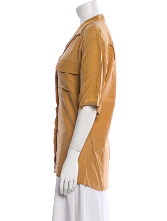 Henri Bendel Silk Short Sleeve Button-Up Top