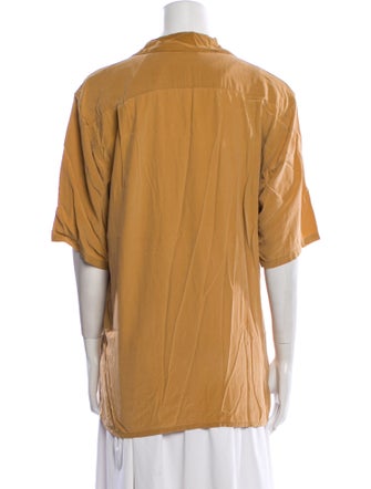 Henri Bendel Silk Short Sleeve Button-Up Top