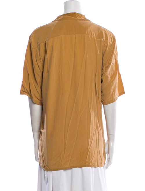 Henri Bendel Silk Short Sleeve Button-Up Top