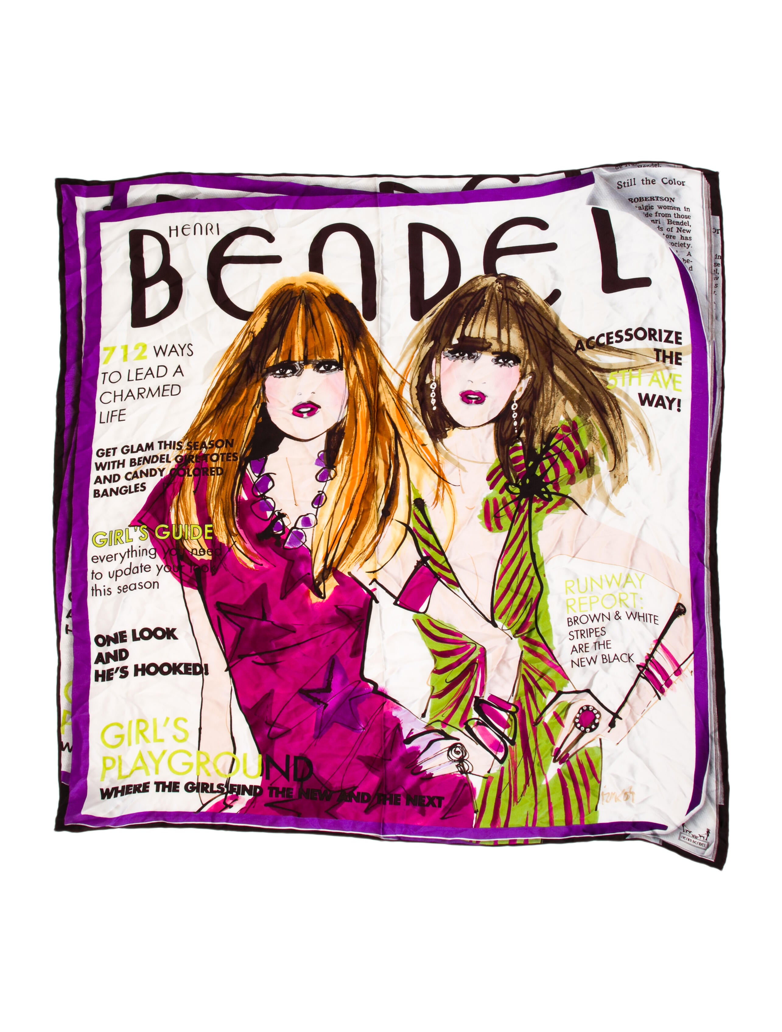 Henri Bendel Festival Quadri Silk Scarf w/ Tags