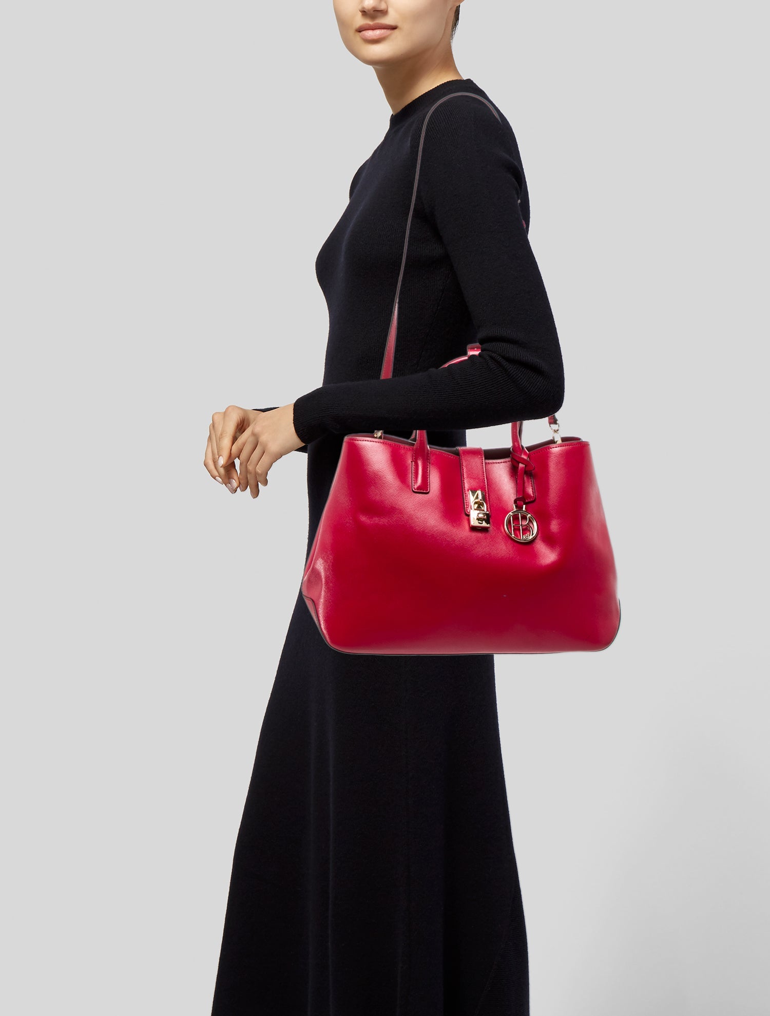 Henri Bendel Saffiano Leather Top Handle Bag