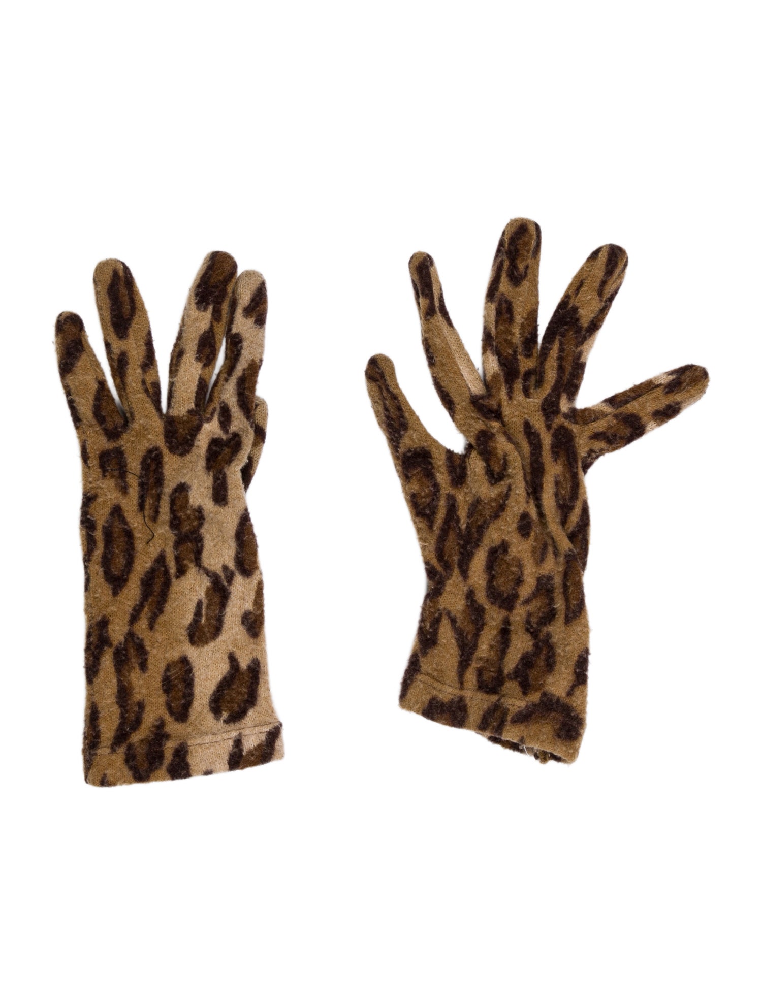 Henri Bendel Wool Knitted Pattern Print Gloves