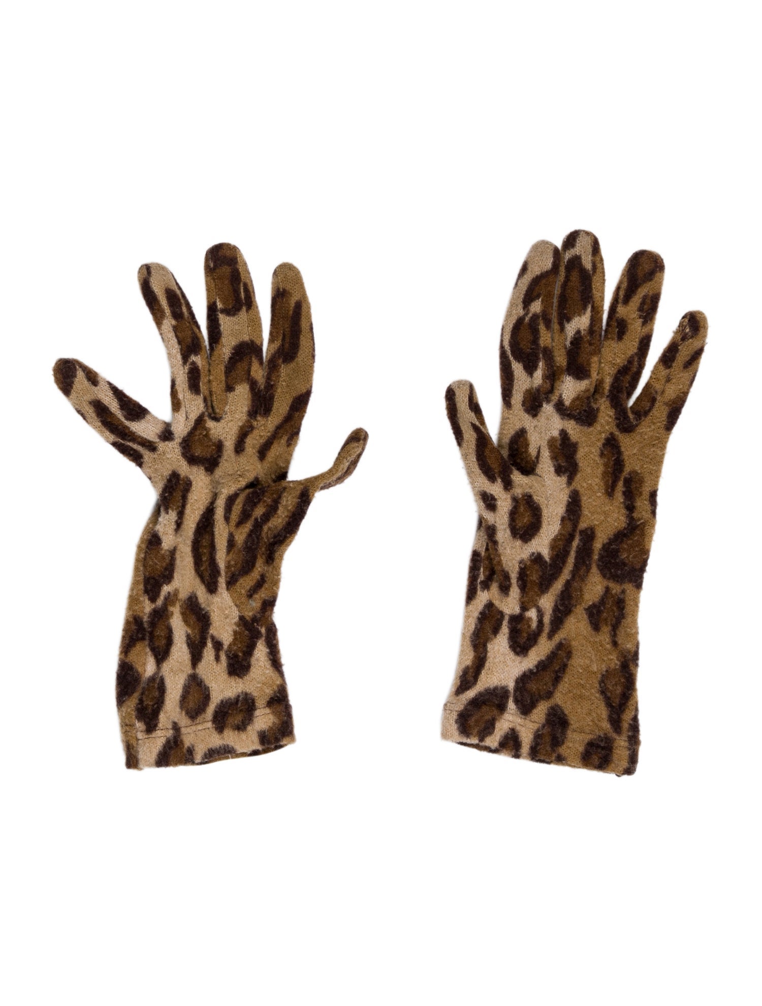 Henri Bendel Wool Knitted Pattern Print Gloves