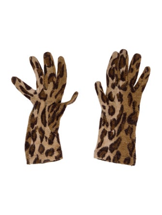 Henri Bendel Wool Knitted Pattern Print Gloves