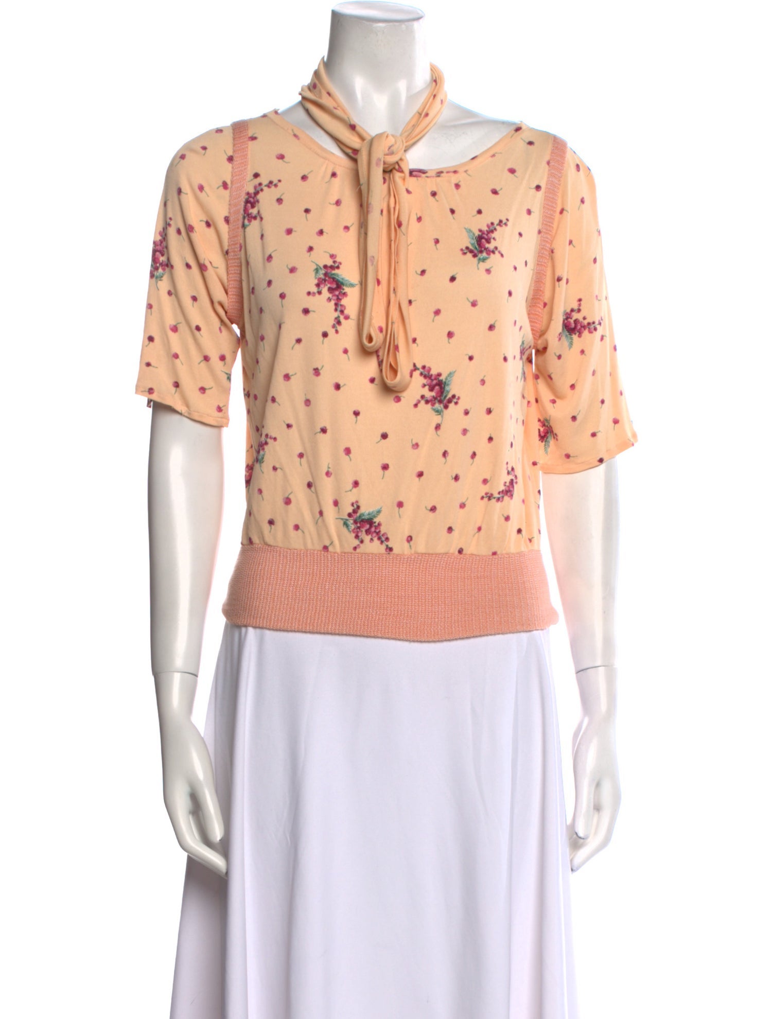 Henri Bendel Polka Dot Print Mock Neck Polo