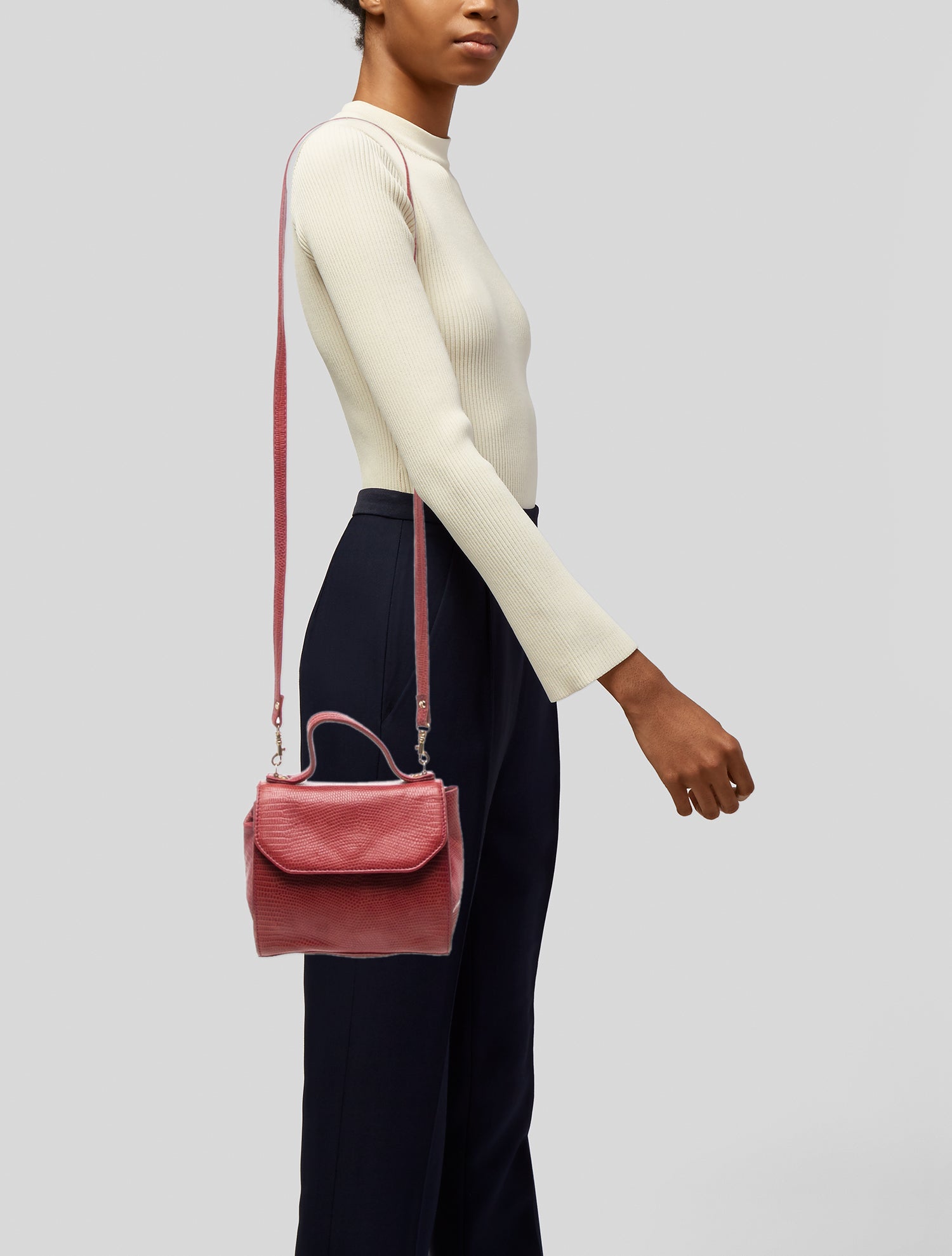 Henri Bendel Embossed Leather Top Handle Bag