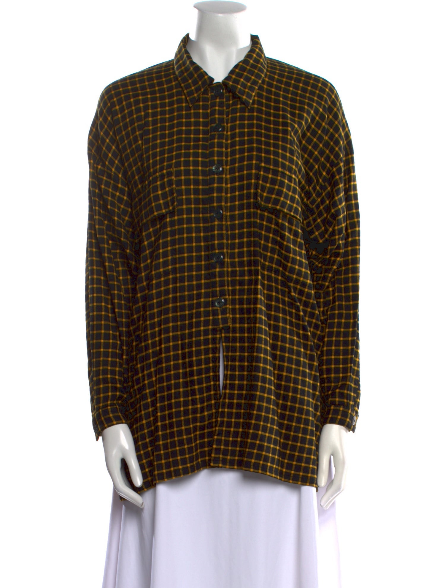 Henri Bendel Vintage Plaid Print Button-Up Top