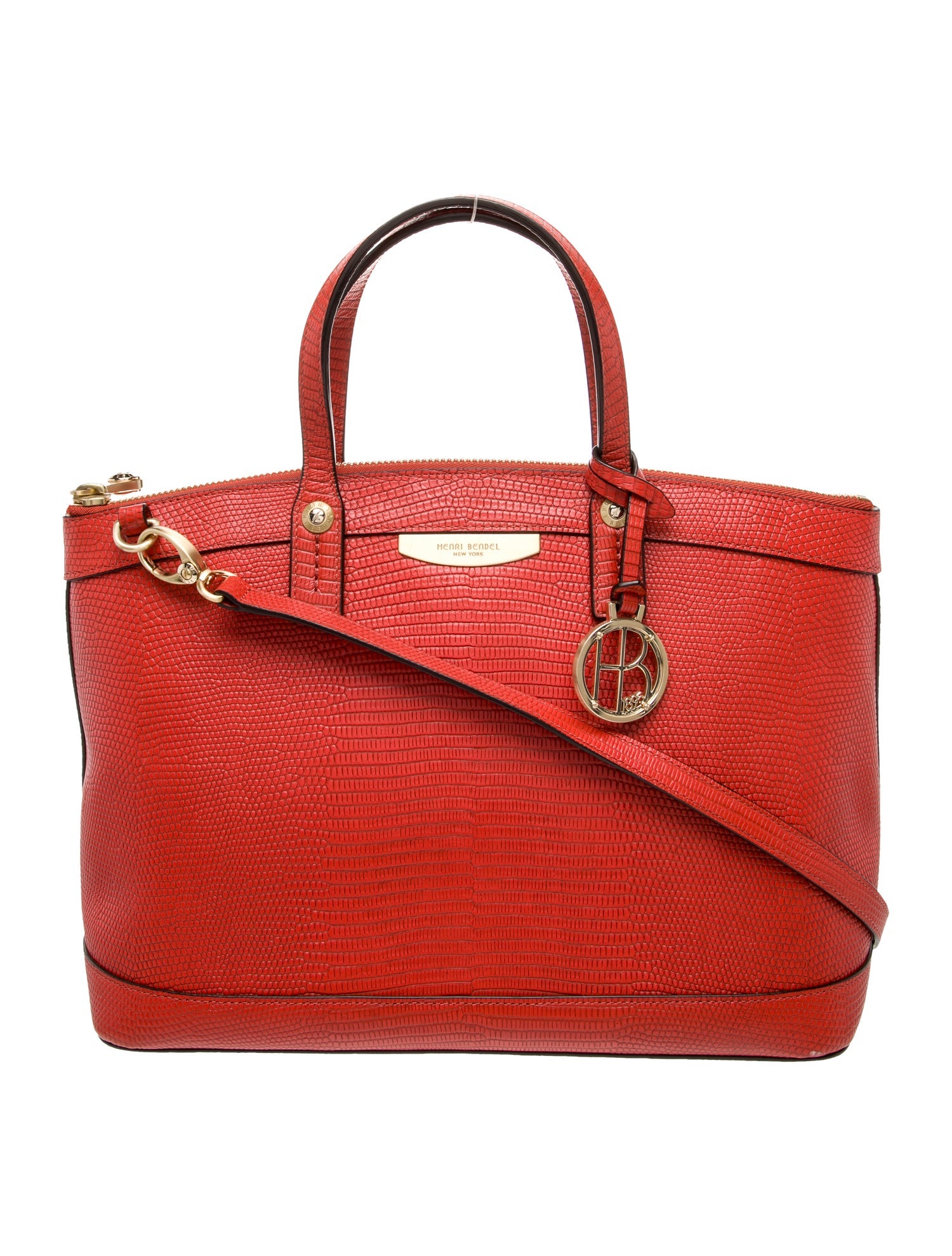 Henri Bendel Embossed Leather Top Handle Bag