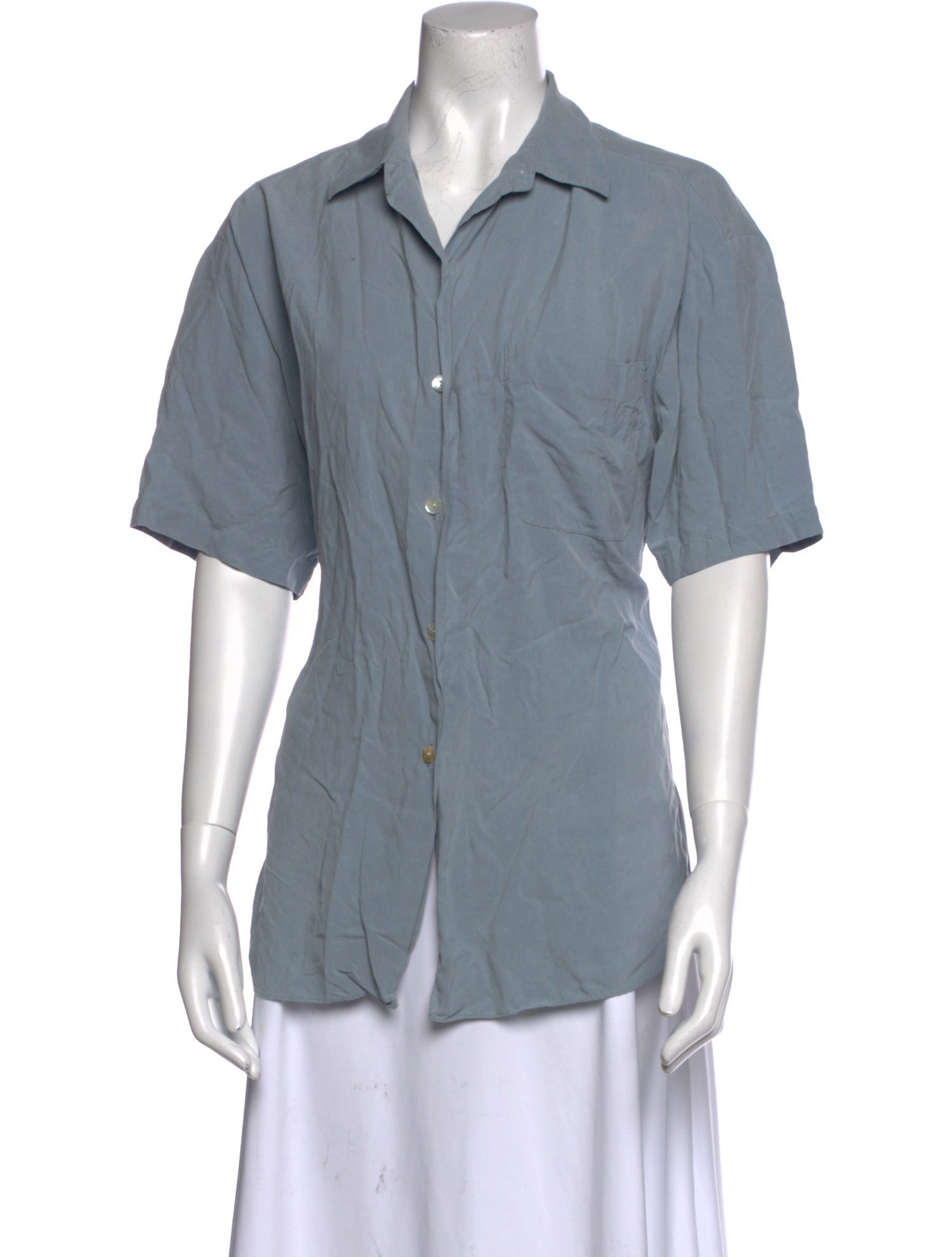 Henri Bendel Silk Short Sleeve Button-Up Top