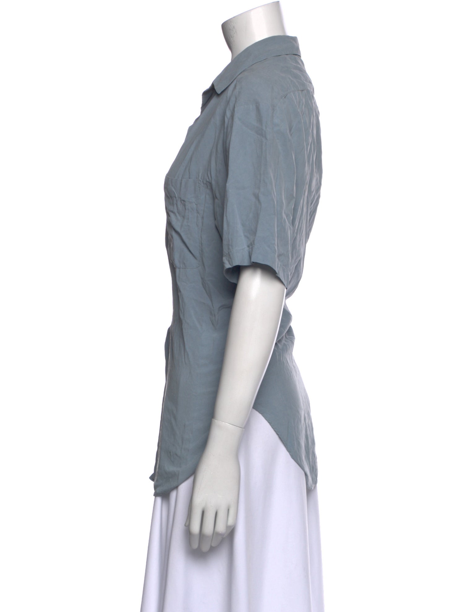 Henri Bendel Silk Short Sleeve Button-Up Top