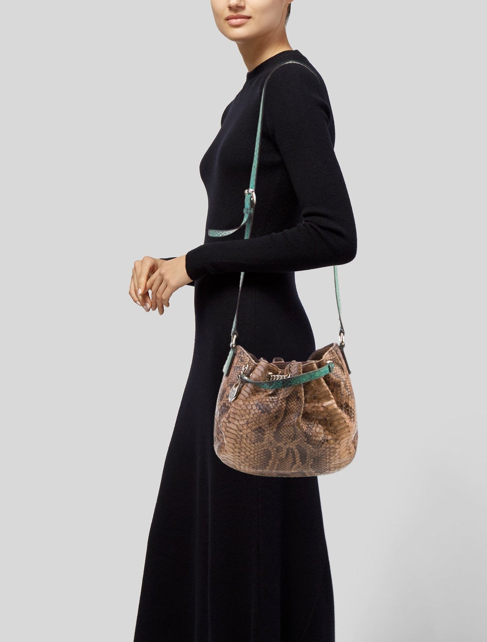 Henri Bendel Top Handle Bag Brown Python Animal P… - image 2