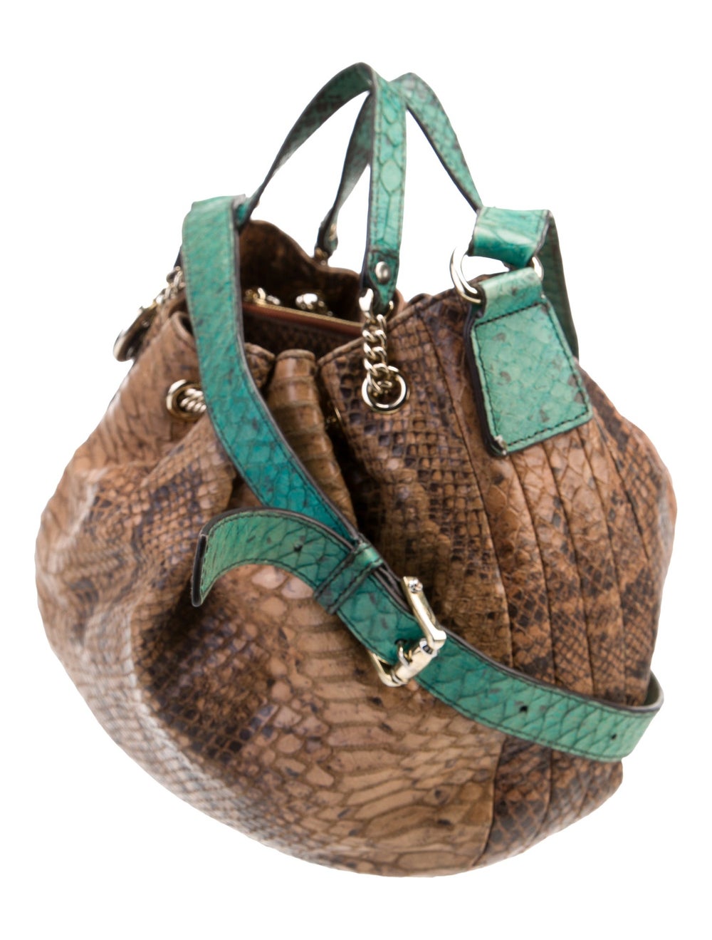 Henri Bendel Top Handle Bag Brown Python Animal P… - image 3