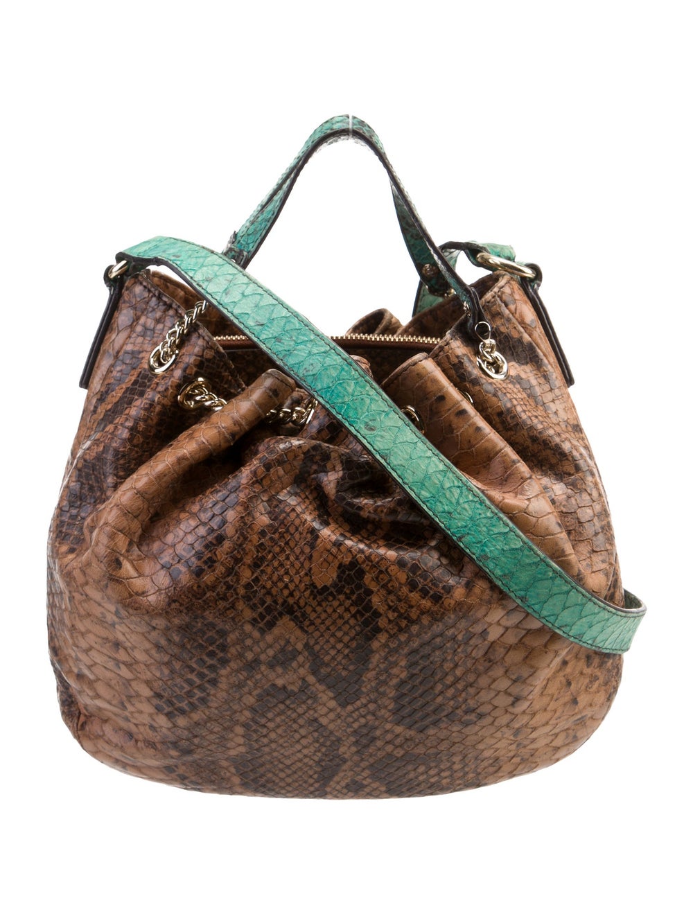 Henri Bendel Top Handle Bag Brown Python Animal P… - image 4