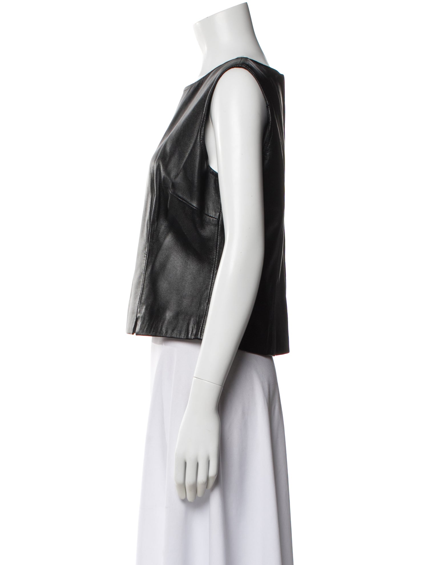 Henri Bendel Leather Crew Neck Top