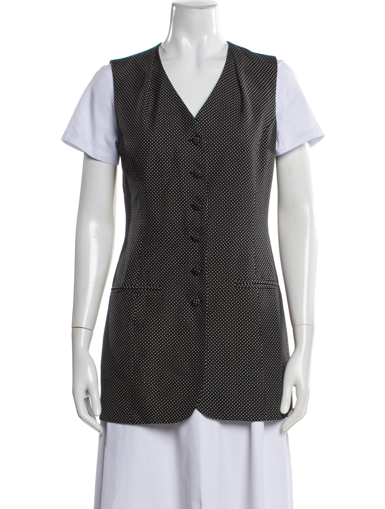 Henri Bendel Silk Polka Dot Print Vest