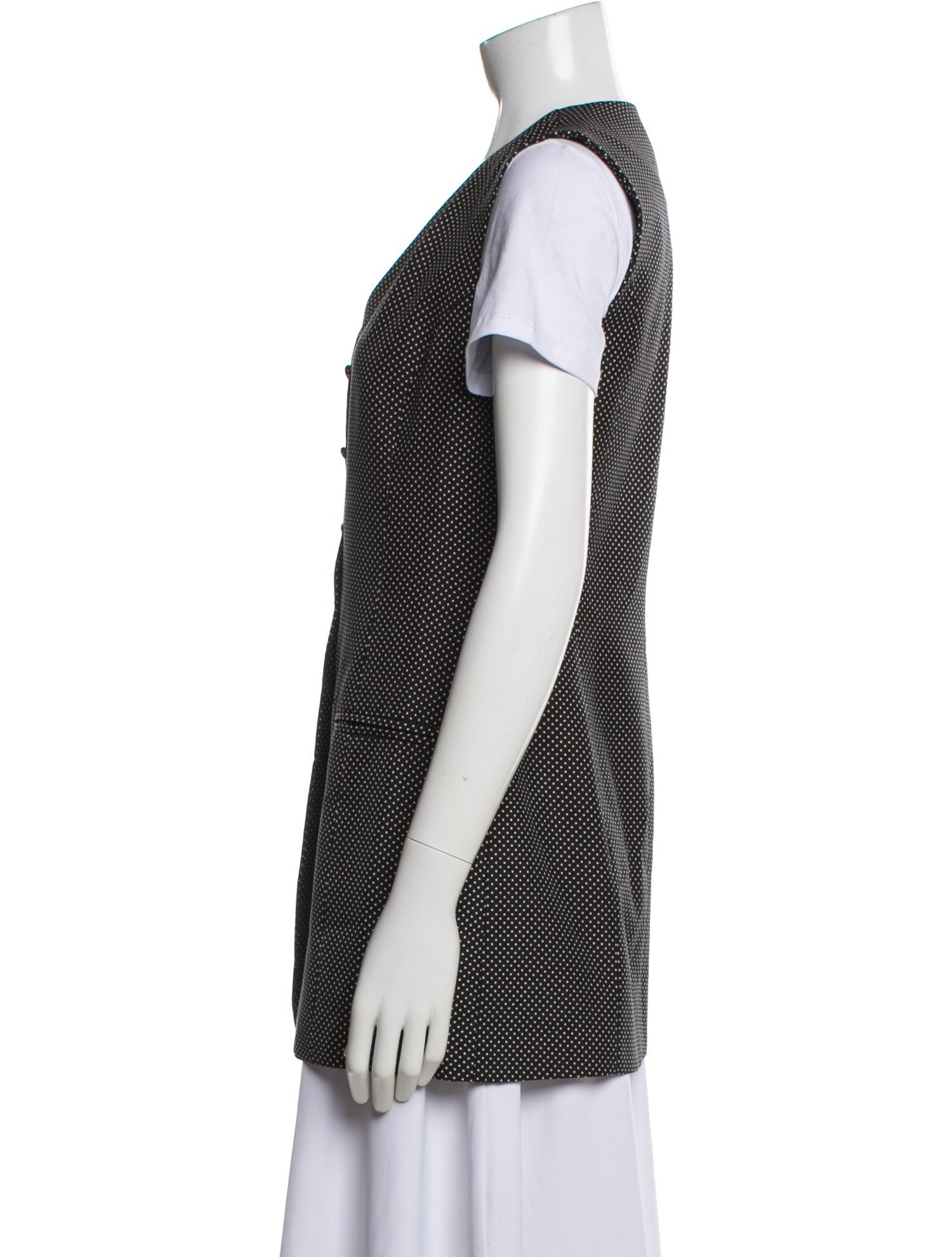 Henri Bendel Silk Polka Dot Print Vest