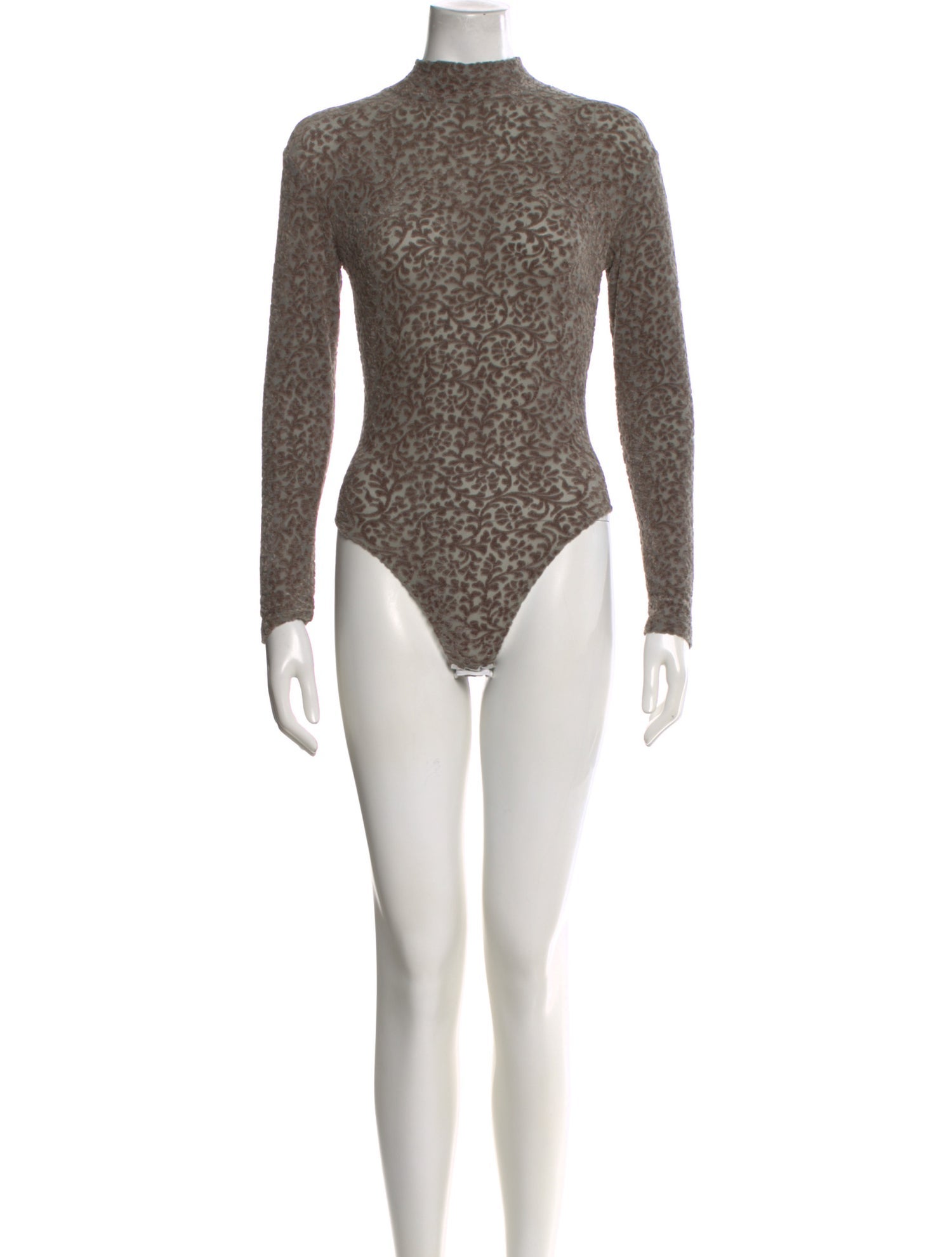 Henri Bendel Patterned Mock Neck Bodysuit