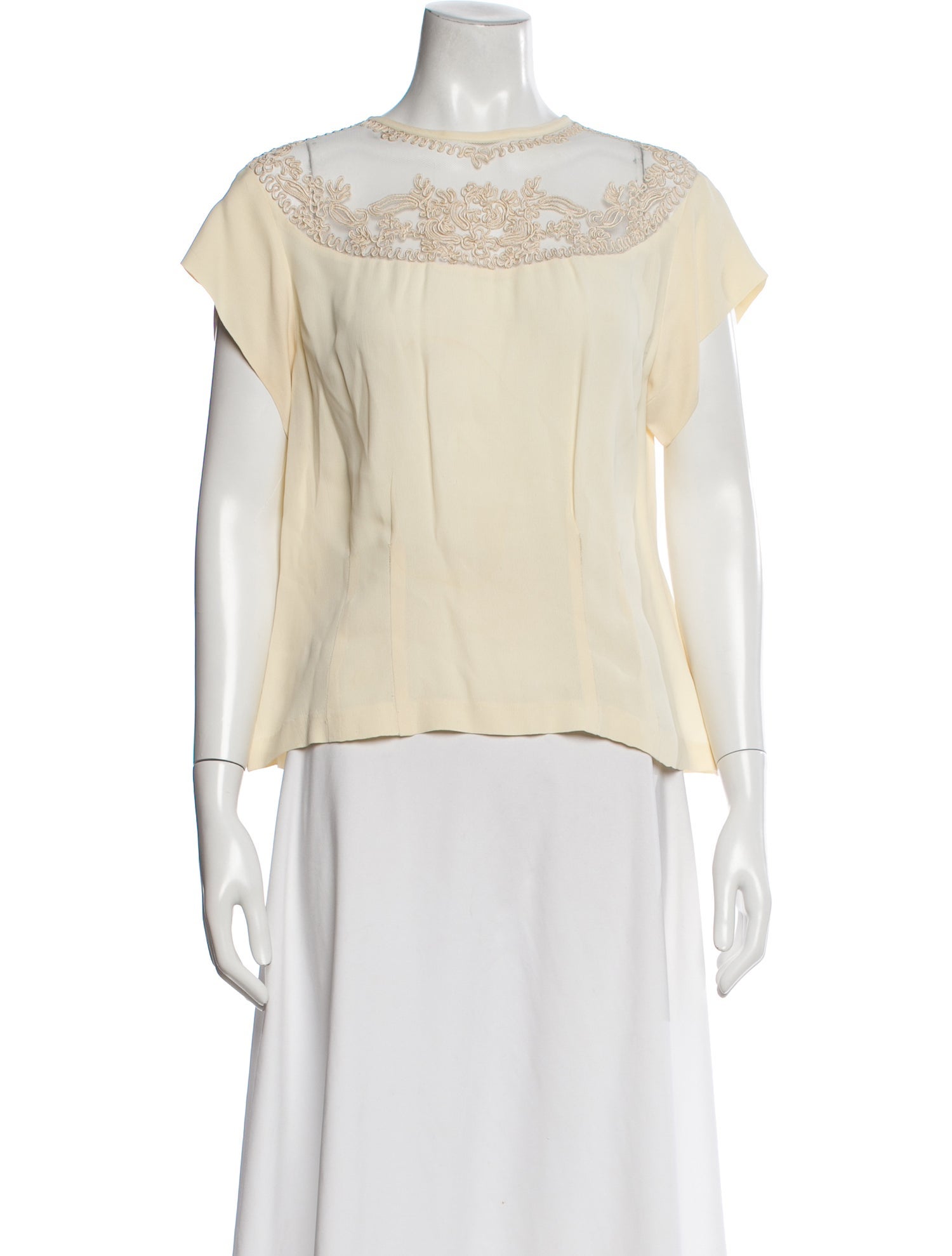 Henri Bendel Crew Neck Short Sleeve Blouse