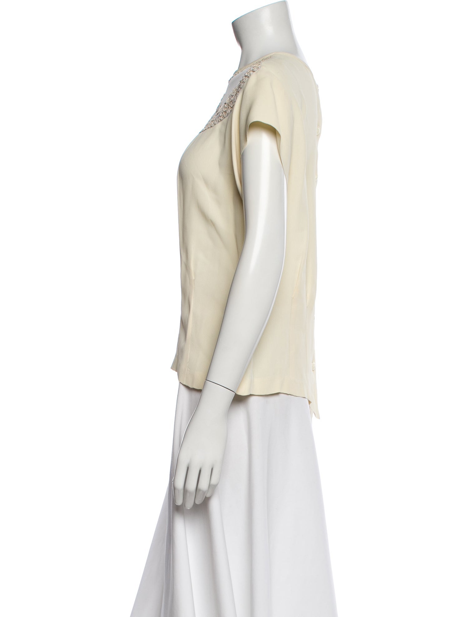 Henri Bendel Crew Neck Short Sleeve Blouse