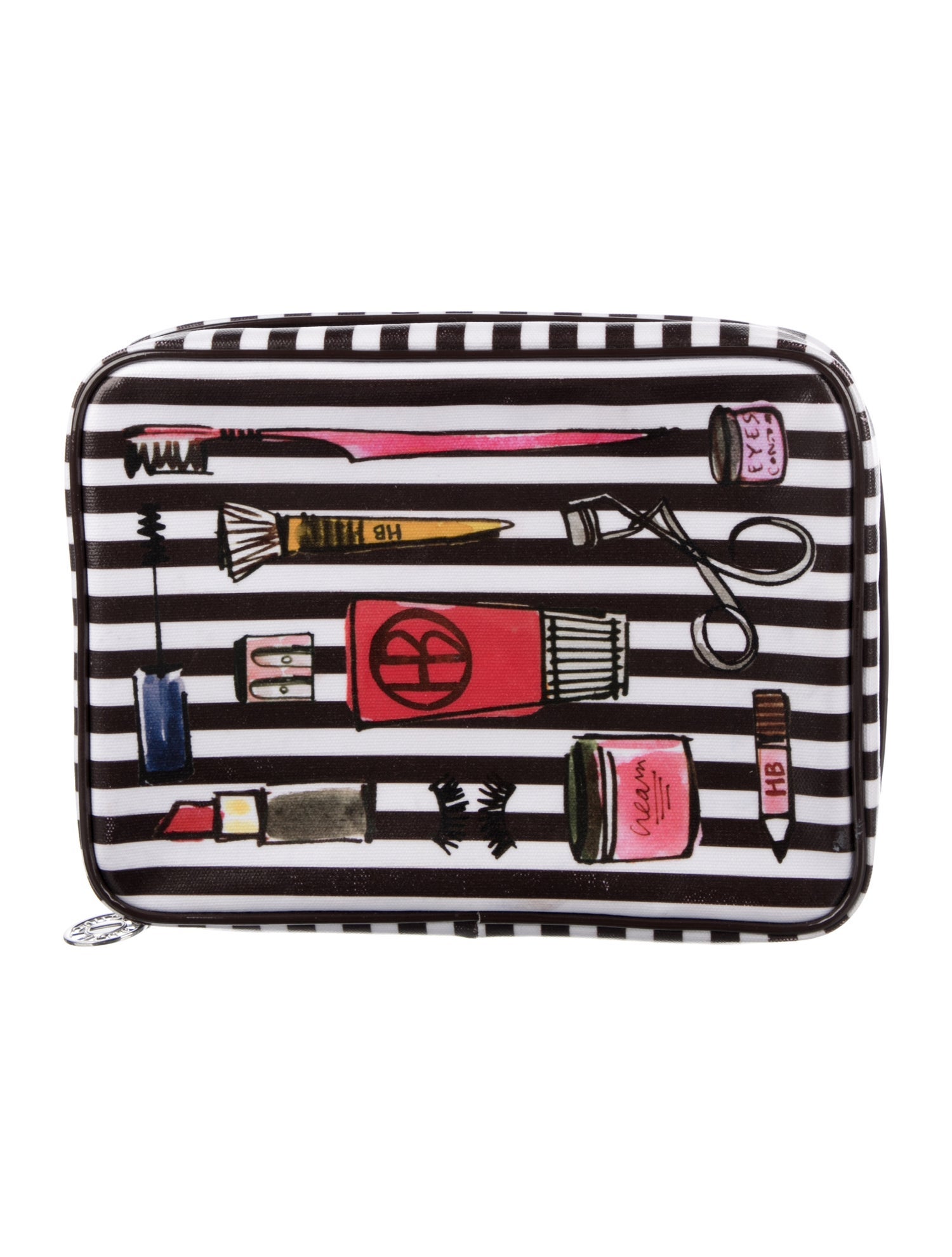 Henri Bendel stripe printed cosmetic bag