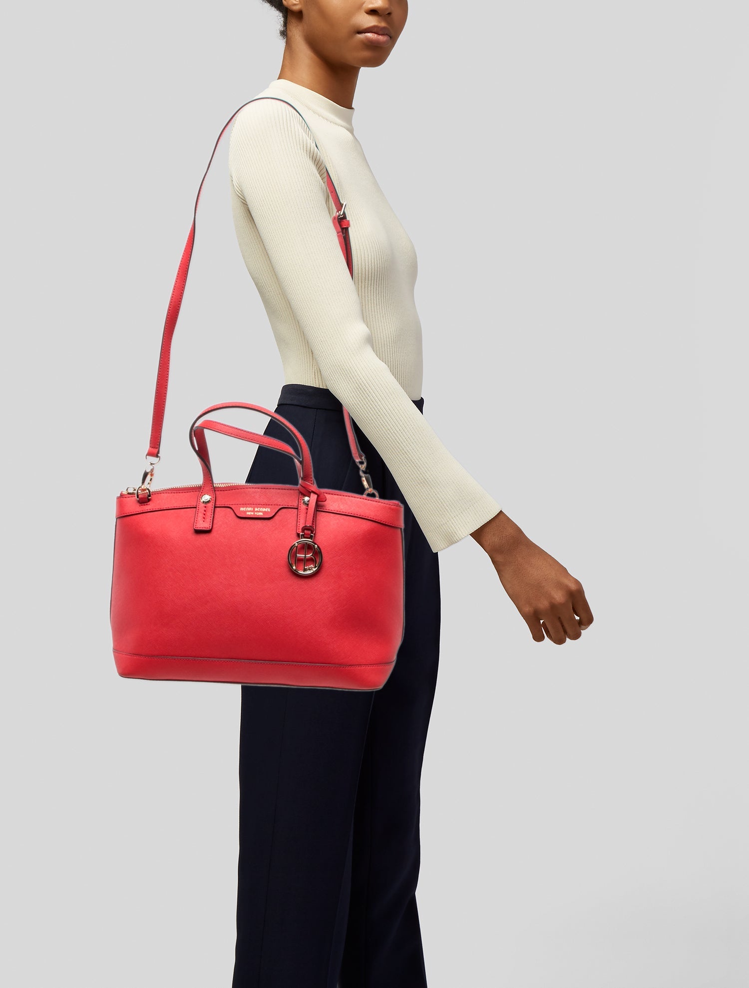 Henri Bendel Saffiano Leather Top Handle Bag