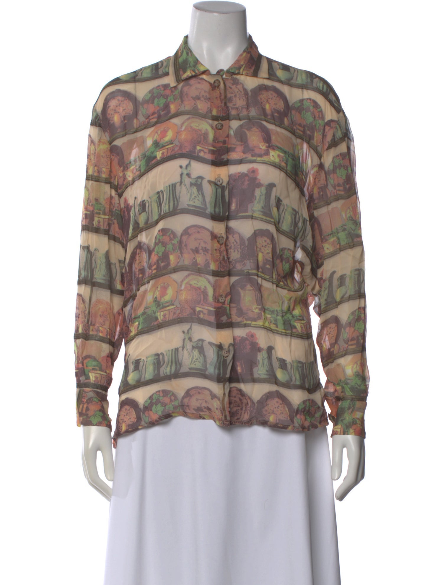Henri Bendel Printed Long Sleeve Blouse