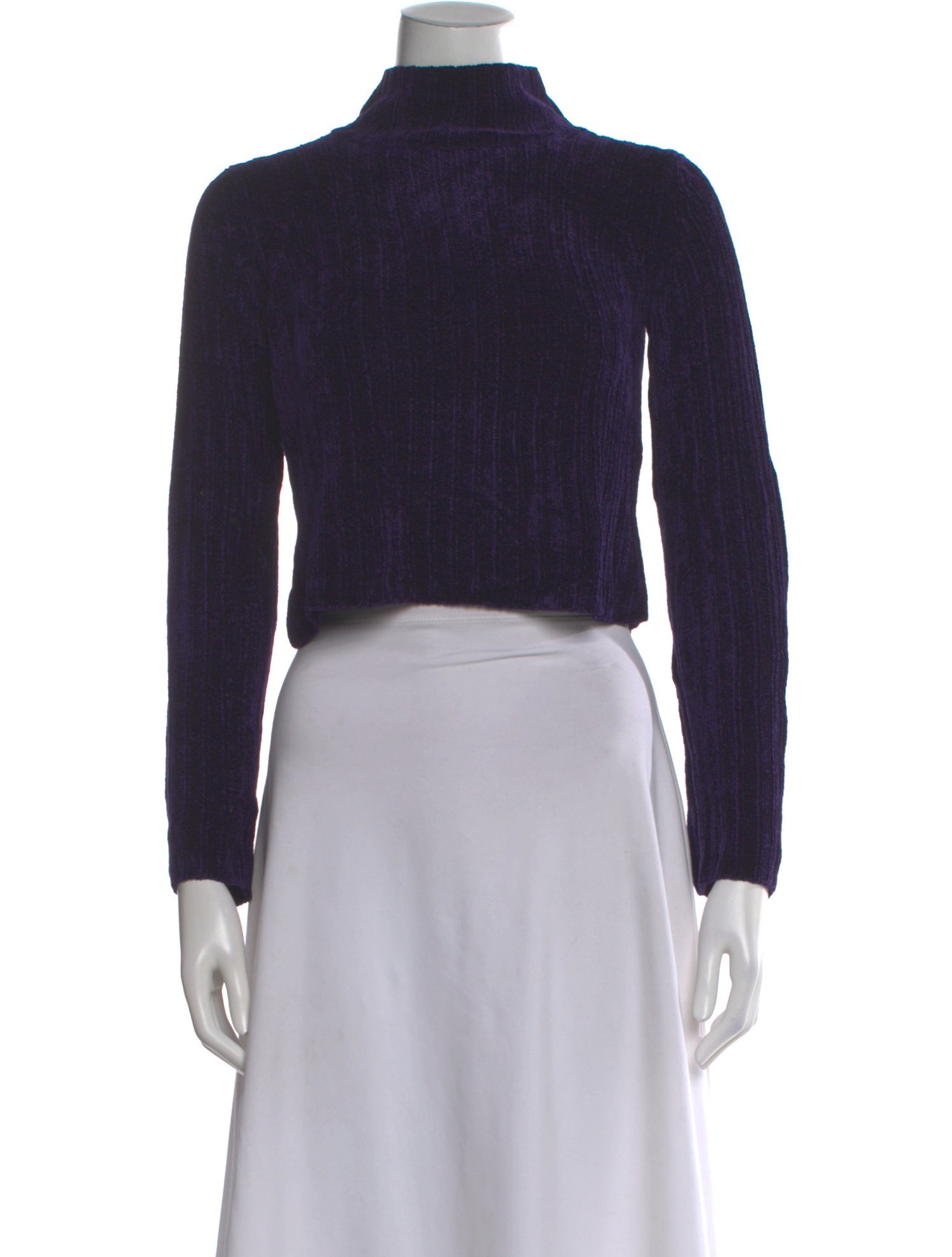 Henri Bendel Mock Neck Long Sleeve Crop Top