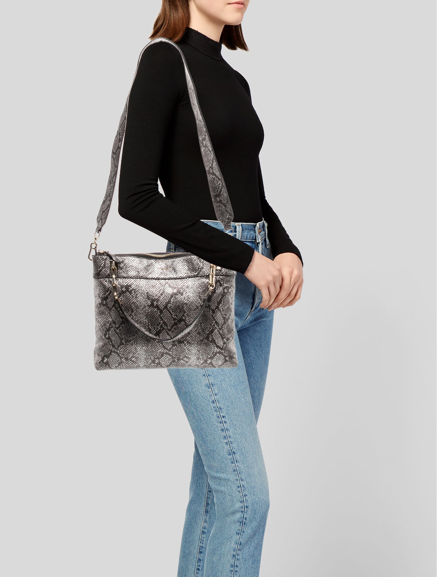 Henri Bendel Embossed Leather Shoulder Bag