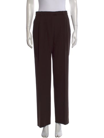 Pre-owned Henri Bendel Virgin Wool Straight Leg Pants In Brown