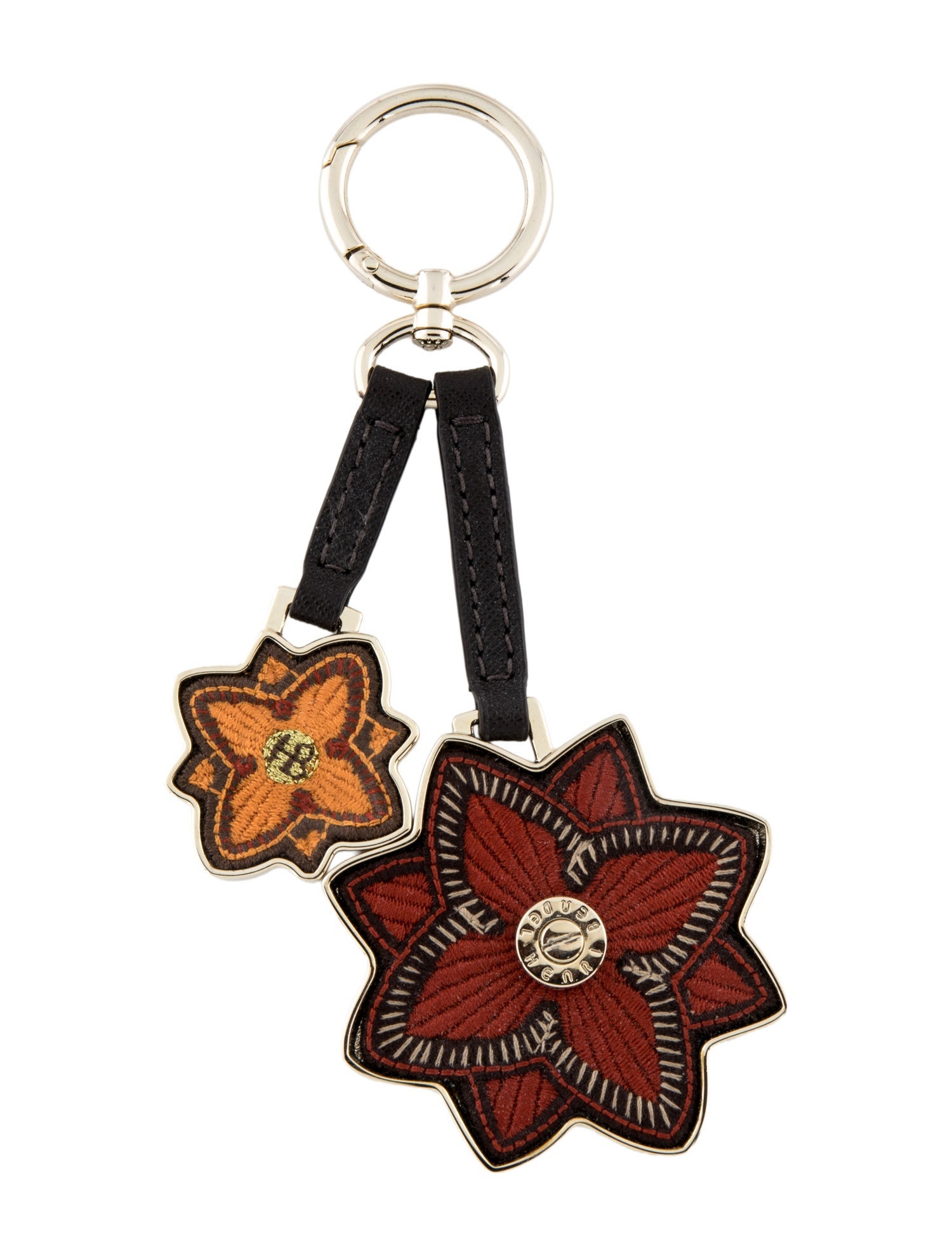 Henri Bendel Small Patterned Keychain w/ Silver-toned Hardware