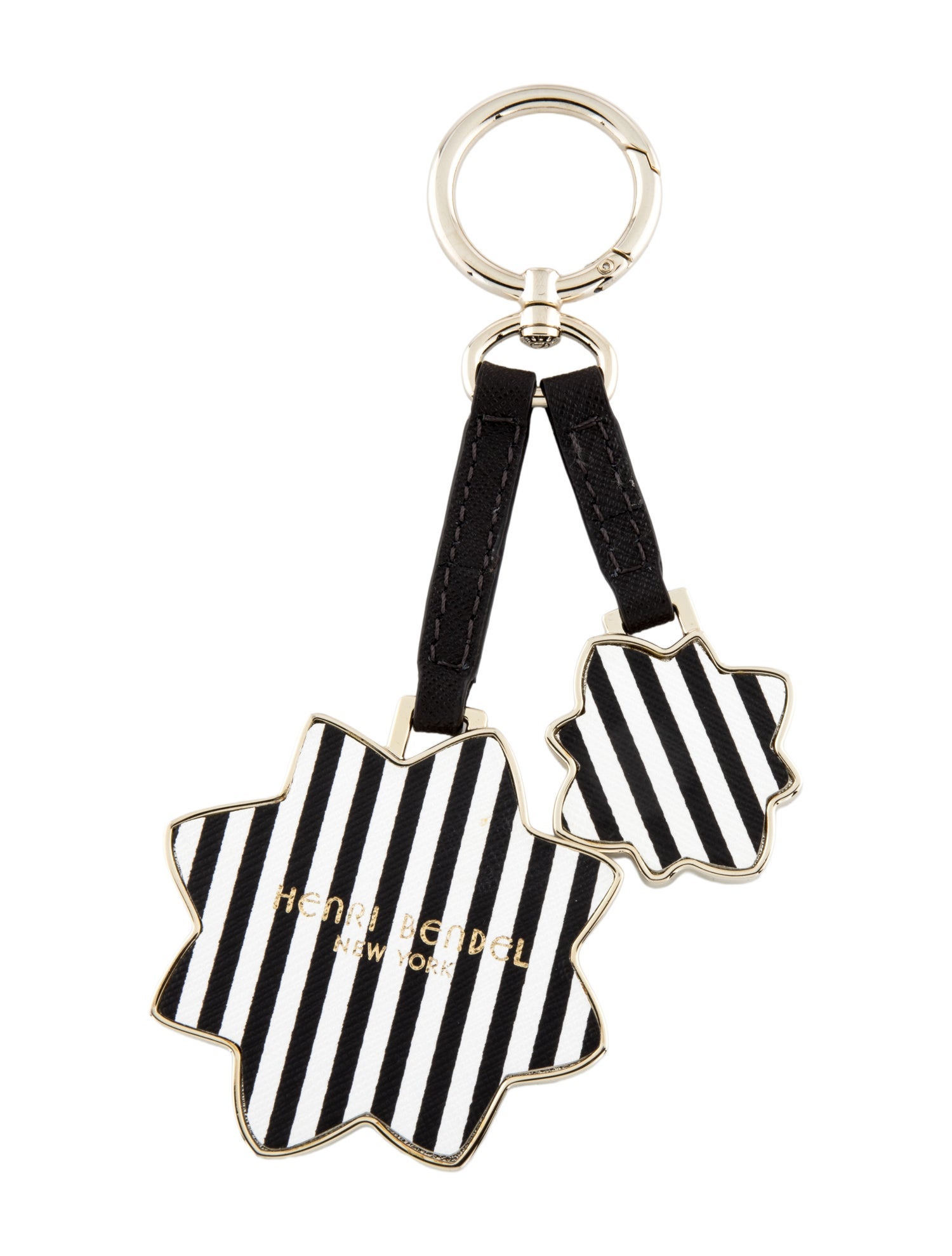 Henri Bendel Small Patterned Keychain w/ Silver-toned Hardware